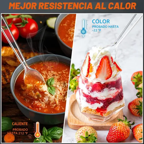 Miniatura 3 de Dipoo 6.8" Cucharas de plástico transparente resistentes con resistencia al calor y libres de BPA, cubiertos de plástico sólidos y duraderos