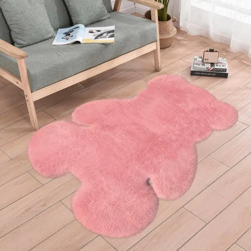 Miniatura 31 de Alfombra de pelo de oveja sintética de 2 pies, suave y esponjosa, bonita alfombra de felpa para guardería, habitación de niños y niñas, decoración