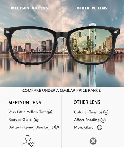 Miniatura 3 de MEETSUN - Paquete de 3 lentes bloqueadores de luz azul, anteojos antifatiga ocular, para dolores de cabeza (mejor sueño), lentes para computadora