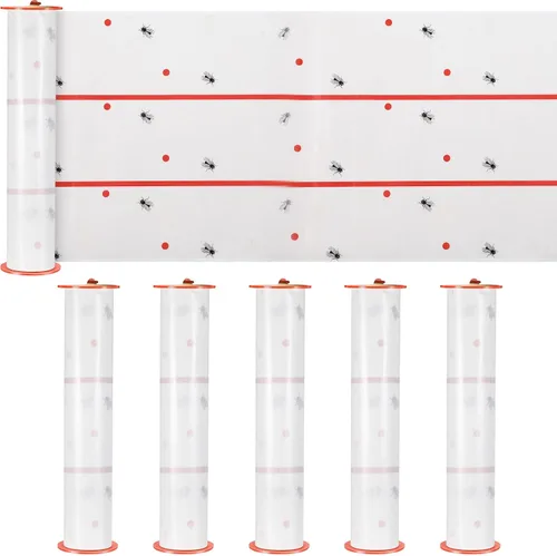 Miniatura 16 de Qualirey Trampas adhesivas gigantes para moscas, tiras de moscas de 30 pies para interiores y exteriores, cintas voladoras no tóxicas, mata