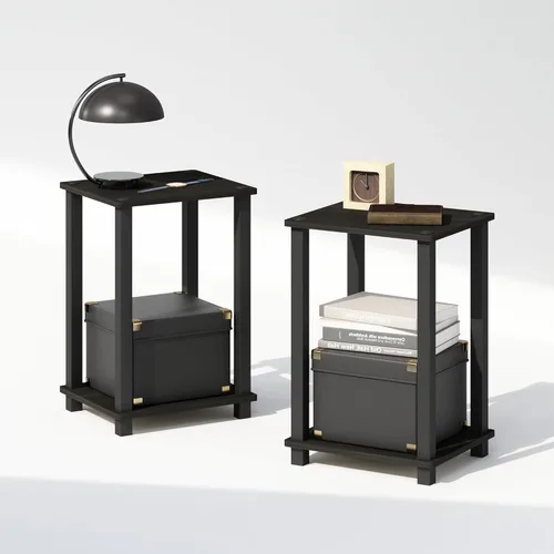 Miniatura 30 de Furinno Just Turn-N-Tube - Mesita de noche de almacenamiento abierto, 1 paquete, 3 niveles, blanco/blanco
