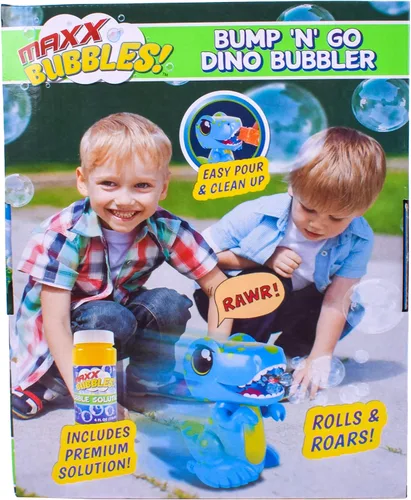 Miniatura 10 de Bump N Go Dino - Soplador de burbujas en movimiento para niños, luces y sonidos, burbujas de dinosaurio, giros y movimientos, juguete exterior