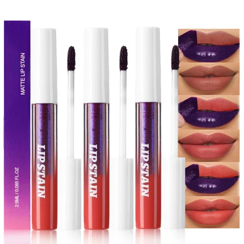 Miniatura 16 de evpct Tintas de labios que se despegan de color rojo mauve profundo con pinza, lápiz labial líquido mate de larga duración, resistente al agua