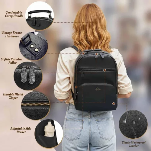 Miniatura 5 de Mochila Clásica para Cámara de Cuero PU para DSLR, Bolsa de Cámara Profesional para Fotógrafos con Compartimento para Laptop de 15 Pulgadas Grande