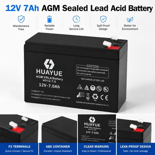 Miniatura 7 de Batería de plomo sellada recargable de 12 V 7ah VRLA SLA AGM Baterías recargables para almacenamiento de energía para el hogar terminales F2