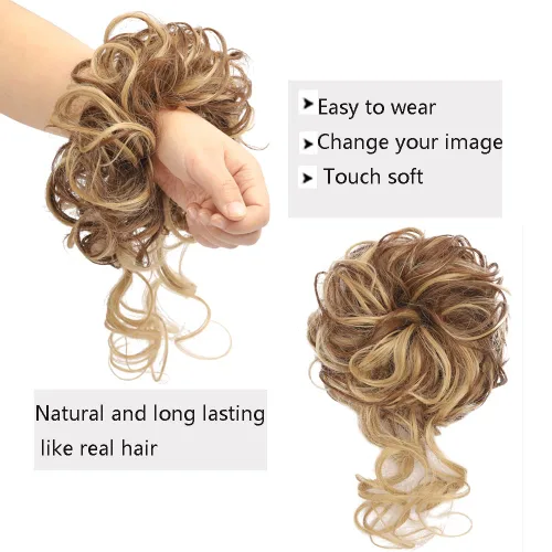 Miniatura 3 de Extensiones de cabello con moño desordenado, superlargas, estilo recogido, recogido, con banda elástica, para mujeres y niñas (12H24)