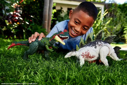 Miniatura 2 de Mattel Jurassic World Gigantic Trackers Figura de Acción, Juguete de Dinosaurio Stegosaurus con Movimiento de Ataque y Equipo de Seguimiento, Además