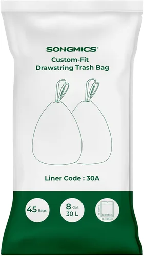 Miniatura 9 de SONGMICS Bolsas de basura con cordón para cocina, preseparadas, desgarro rápido, para botes de basura de 8 galones (30 L), código de revestimiento