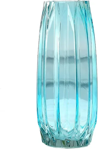 Miniatura 17 de Lucky Bird Jarrón de vidrio ámbar – Jarrón moderno de canalé alto/corto para flores y velas – Centro de mesa ámbar de 11.8 pulgadas para decoración