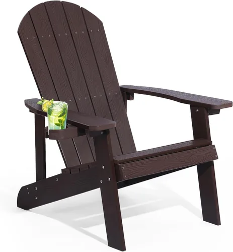 Miniatura 17 de Silla Adirondack, sillas de plástico resistentes a todo tipo de clima, con soporte para tazas, 5 pasos fáciles de instalar, sillas de exterior