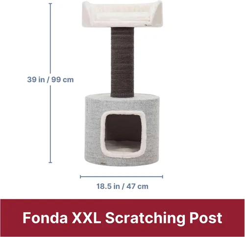 Miniatura 4 de Trixie Fonda Rascador para gatos de 39 pulgadas, rascador para gatos con base de tela suave y cuerda de sisal duradera, para gatos grandes con base