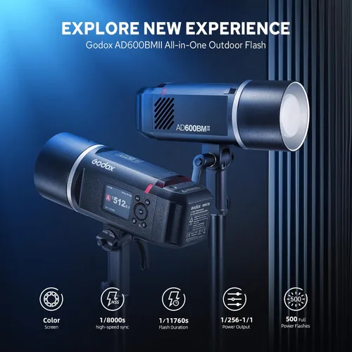 Miniatura 2 de GODOX AD600BM II - Estroboscópico flash para exteriores, monolight portátil HSS de 600 W 1/8000s, lámpara de modelado LED de 40 W, 500 destellos