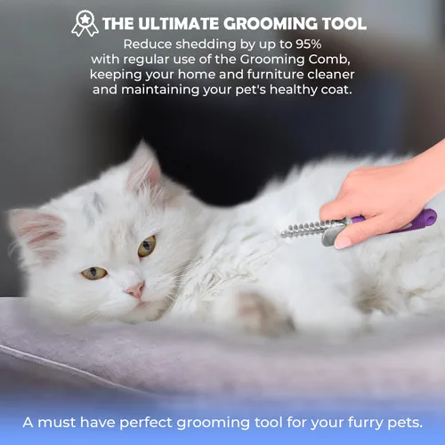 Miniatura 6 de GENPEPADO Peine Rastrillo Desmateador de Subpelo para Perros y Gatos con Cuchillas Largas de Seguridad de Acero Inoxidable de 2.5 Pulgadas