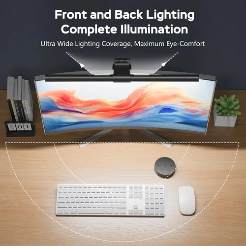 Miniatura 3 de OOWOLF Barra de luz para monitor con control remoto, lámpara de monitor de computadora Ra95 para cuidado de los ojos, lámpara de lectura USB, barra
