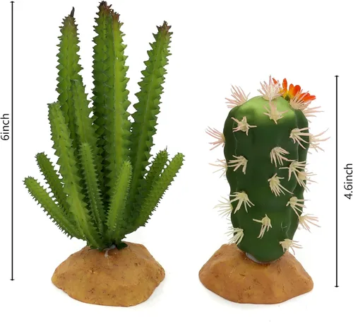 Miniatura 2 de JIHAQUA Plantas de reptiles suculentas, selvas tropicales artificiales del desierto para lagarto barbudo, dragón camaleón, gecko, serpiente, Set 2