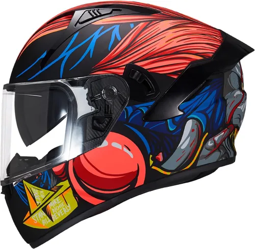 Miniatura 13 de VCOROS Casco integral de doble visera para motocicleta para adultos, Casco de moto de calle y carrera X9 aprobado por DOT con visera negra