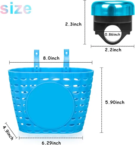 Miniatura 4 de Cesta de bicicleta para niños, cesta de bicicleta con campana, radios de rueda, gafas, accesorios de bicicleta para niños y niñas Azul