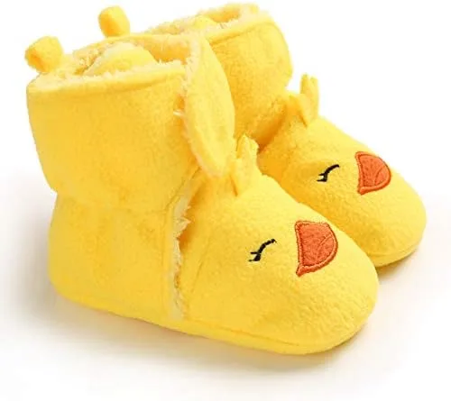 Miniatura 5 de iDzn Botines de forro polar para bebés y niñas, diseño de elefente, zorro, pato, panda, oveja, zapatos para recién nacidos, calzado para bebés