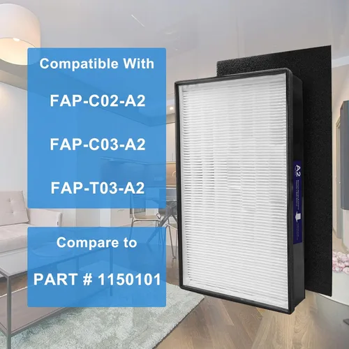 Miniatura 2 de Filtro de repuesto A2 para modelos 3M Filtrete Room A2 FAP-C02-A2 FAP-C03-A2 FAP-T03-A2, 2 filtros posteriores + 4 prefiltros de carbono, número