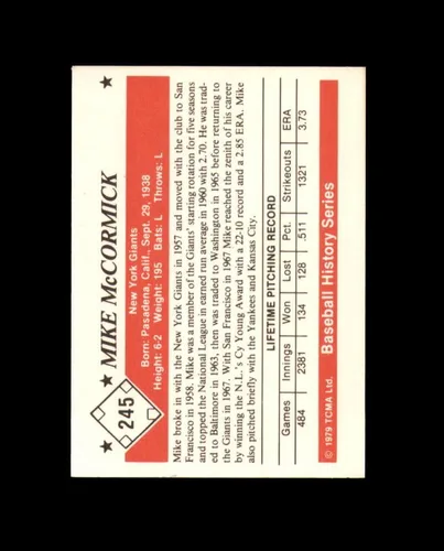 Miniatura 2 de Mike McCormick Signed 1979 TCMA History Series New York Giants Autograph