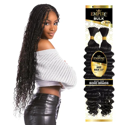 Miniatura 8 de Sensationnel Empire Bulk Braiding – Trenzado a Granel – Trenzas de cabello humano profundo para estilos de caja boho sin nudos o estilos de ondas