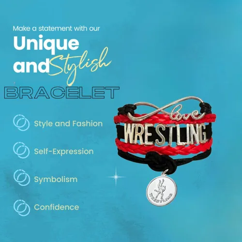 Miniatura 4 de Pulsera de encanto de lucha libre Sportybella - Joyería de lucha libre - Regalos personalizados deportivos para luchadores, equipos, mamás y Rojo