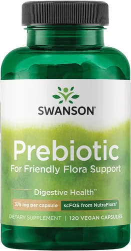 Swanson Cápsulas de fibra prebiótica con NutraFlora FOS para adultos conscientes de la salud intestinal que buscan flora digestiva y apoyo