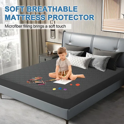 Miniatura 3 de GUHER Protector de colchón impermeable tamaño individual, funda de cama transpirable de tela de aire 3D, funda protectora de colchón, sin ruido