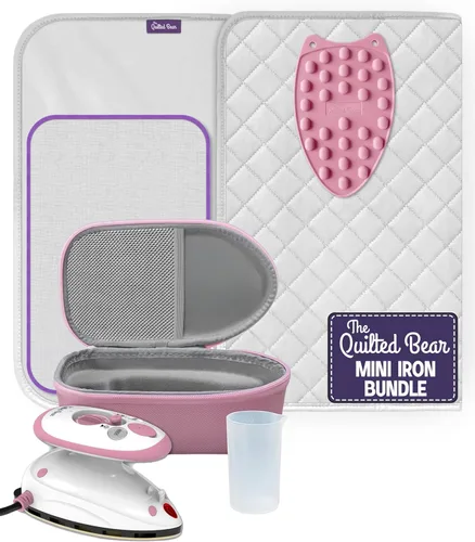 Miniatura 15 de The Quilted Bear Mini Plancha, Soporte y Alfombrilla para Planchar - Mini Plancha de Vapor Ligera con Estuche de Viaje de Carcasa Rígida, Soporte