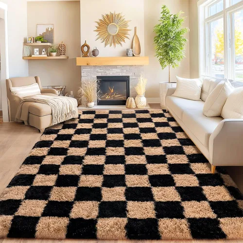 Miniatura 67 de Awaytail Alfombra Esponjosa Lavable 2x3 Pies, Pura Negra Alfombra para Silla de Escritorio Antideslizante, Alfombra Supersuave para Niños