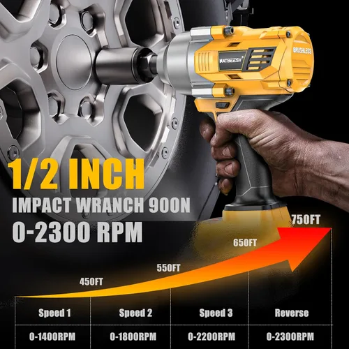 Miniatura 3 de NATBEESY Llave de impacto compatible con batería DeWalt 20V MAX: destornillador de anillo de cerdo de 1/2 pulgada - 1000N.m (750 pies-libras)