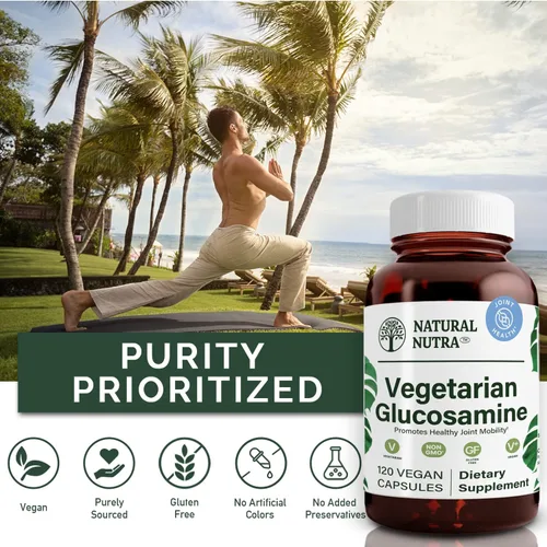 Miniatura 4 de Natural Nutra vegano y vegetariano clorhidrato de glucosamina para hombres y mujeres, Kosher, libre de mariscos, a base de plantas, colágeno