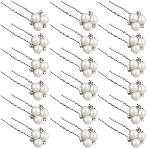 Miniatura 8 de WILLBOND 18 horquillas para el pelo de perlas, accesorios para el cabello de boda, diamantes de imitación, clips de cristal para novias, damas