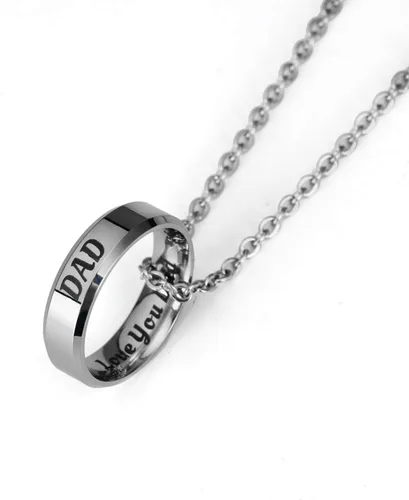 Miniatura 2 de YEEQIN Collar con colgante de anillo con texto en inglés "I Love You" para mamá, papá, hija, hijo, regalo para miembro de la familia