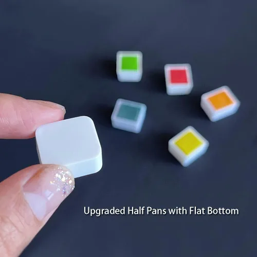 Miniatura 3 de FCLUB 100 medias sartenes vacías para acuarela, de plástico blanco de 0.06 onzas líquidas, esquinas redondeadas para paleta de pintura