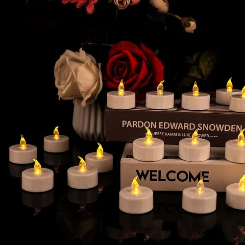 Miniatura 7 de VETOUR Velas de té sin llama, funcionan con pilas, velas LED de té, paquete de 100 velas falsas parpadeantes a granel para bodas, fiestas, Amarillo