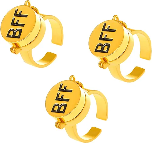 ALFAAL 3 anillos de mejor amiga, anillo de apertura ajustable de anime para adolescentes, el mejor regalo de joyería de amistad, Metal, Sin piedras
