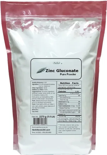 Miniatura 2 de Polvo de gluconato de zinc 100% puro apoya las funciones enzimáticas (3.52 onzas)