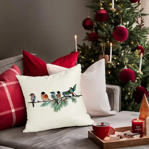 Miniatura 5 de RABUSOFA Fundas de Almohada Navideñas 18x18 Pulgadas Pájaros Decoraciones Navideñas Invierno Fundas de Cojín Decorativo Navidad Pájaros Decoración