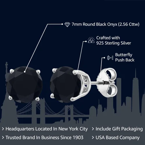 Miniatura 135 de Gem Stone King Aretes de plata de ley 925 con piedra natal redonda de 0.276 in para mujer