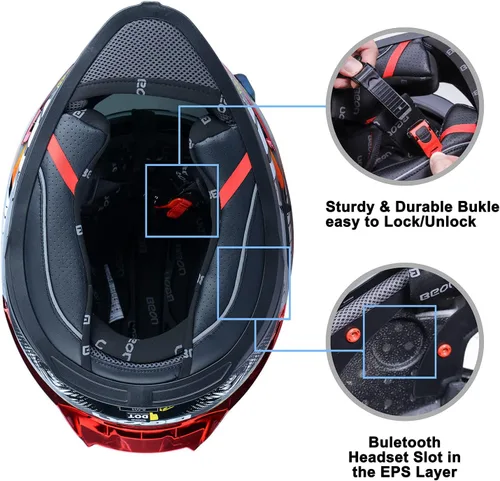 Miniatura 5 de BEON Full Face Motorcycle Helmet, Street Bike Helmet with Clear&Tinted Visors and Multiple Vents, Motocross Casco DOT Approved for Adult Men Women
