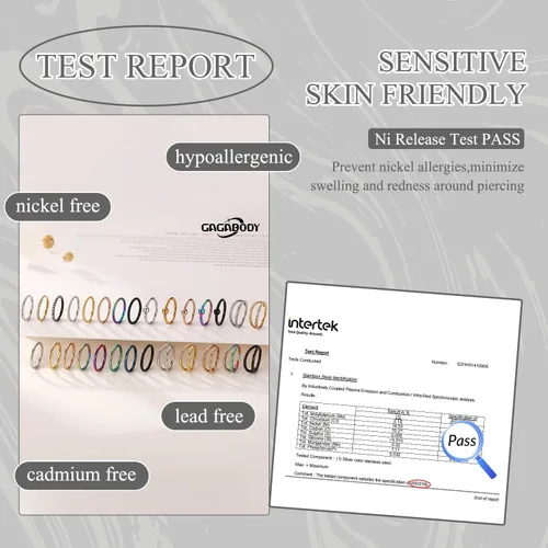 Miniatura 4 de GAGABODY 2 piercings para la nariz, calibre 20G, 18G, 16G, 14G, 12G, 10G, 8G, acero quirúrgico, tabique, cartílago, hélice, trago, concha, daith