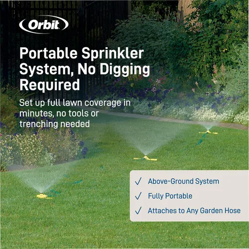Miniatura 2 de Orbit - Sistema de riego de césped Port-a-Rain, kit automático de agua para plantas y jardín, 58092N, Verde