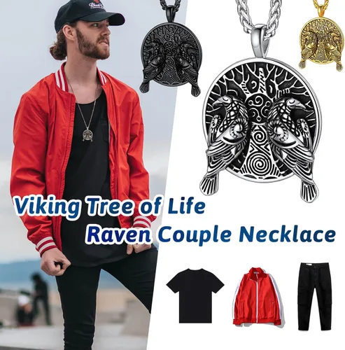 Miniatura 3 de FaithHeart Collar de cuervo vikingo nórdico para hombres y mujeres, joyería de cuervo celta vintage, se puede grabar, Acero inoxidable, Circonia