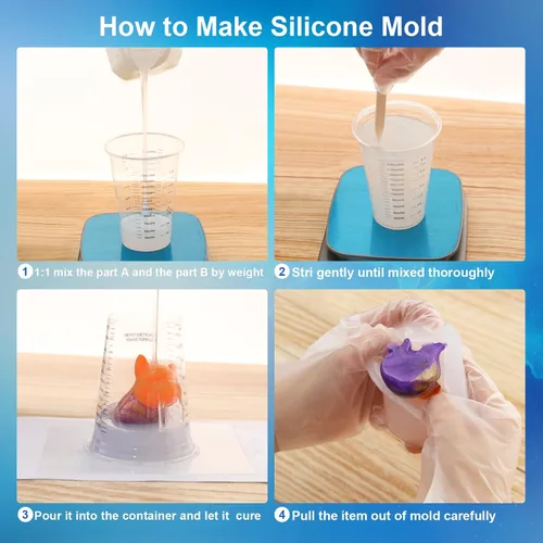 Miniatura 4 de Kit de fabricación de moldes de silicona, silicona líquida elástica 10A de 32 onzas para moldear moldes de resina y moldes de velas y jabón, goma