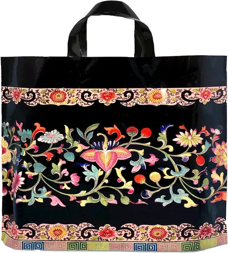 Miniatura 15 de 50 bolsas de plástico de 9.8 x 11.8 pulgadas, bolsas de compras al por menor, bolsas de boutique con asas, hermoso día (más patrones disponibles)