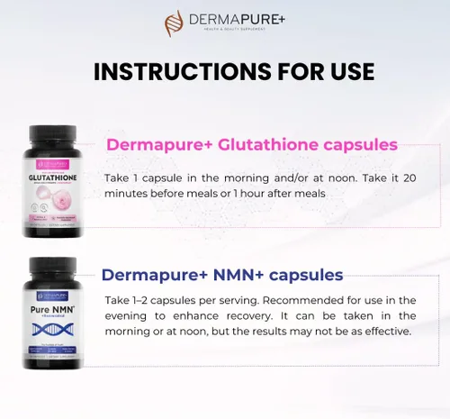 Miniatura 8 de Dermapure - Píldoras blanqueadoras de glutatión 2 en 1, 600 mg con extracto de aceite de rosa, suplemento para aclarar la piel y desodorante
