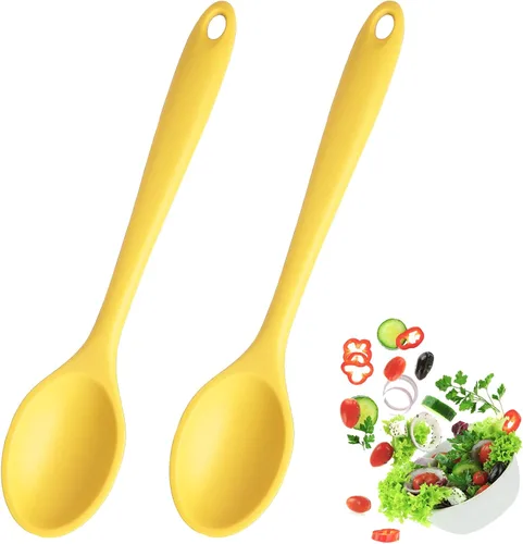 Miniatura 8 de 2 cucharas de silicona para cocinar, resistentes al calor, cucharas de mezcla antiadherentes para cocina, hornear, agitar, mezclar, herramientas