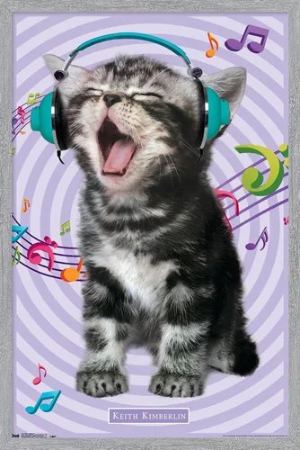 Miniatura 15 de Trends International Keith Kimberlin - Gato - Póster de pared cantando, 14.725 x 22.375 pulgadas, versión con marco de madera tipo granero