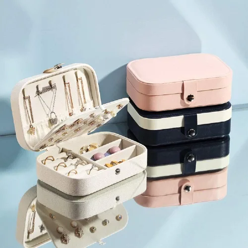 Miniatura 7 de Yonzone Joyero pequeño organizador de joyas de viaje, mini estuche de almacenamiento de joyas para mujeres y niñas, regalo de piel sintética, cajas